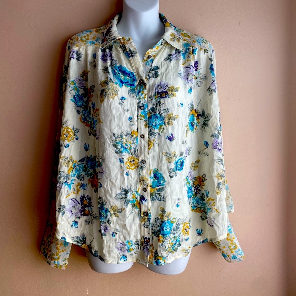 Free People Floral Button Down Shirt - Small